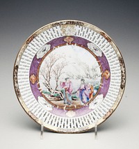 enamelled with famille rose sages beside a blossoming tree, in front of a mountain and waterfall, border pierced with H pattern. Original from the Minneapolis Institute of Art.