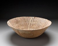 thin-walled large bowl; interior painted with spirals and other geometric designs in red. Original from the Minneapolis Institute of Art.