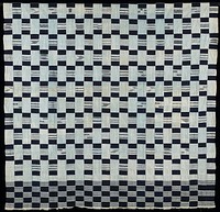 alternating stripes with numerous geometric designs and solid color navy blue blocks. Original from the Minneapolis Institute of Art.