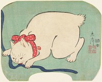 A White Cat Playing with a String. Original from the Minneapolis Institute of Art.