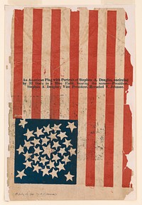 American flag campaign banner for Stephen A. Douglas and Herschel V. Johnson (1860) by H.C. Howard. Original from the Library of Congress.