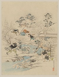 [Jūichidanme - act eleven of the Chūshingura - assault on Kira Yoshinaka's home - pursuing the guards and searching for Kira]. Original from the Library of Congress.