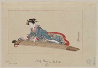 Lady playing the koto. Original from the Library of Congress.