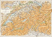 Map of Switzerland, published in a 1913 Baedeker travel guide