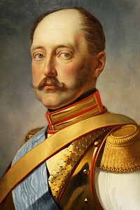 Français : détail d'un portrait représentant Nicolas 1er en grande tenue du régiment des gardes à cheval. Il arbore également le cordon et la plaque de Saint-André.