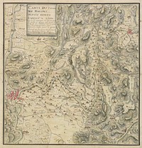 Map of the Rhône river from Geneva up to Lyon, where ports and fords along the river are marked in yellow. Also included the posts which can be used to guard these ports and fords. See that the ports are shown by small anchors.