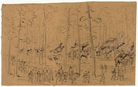 "Sherman's march through South Carolina - Burning of McPhersonville". 1 drawing on tan paper : pencil, Chinese white, and black ink wash ; 15.5 x 24.9 cm. (sheet). The engraving based on it was published in: Harper's Weekly, March 4, 1865, p. 136.