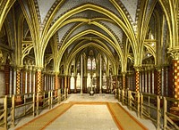 The Holy Chapel, interior of lower chapel, Paris, France.