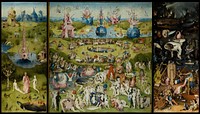 The Garden of Earthly Delights by Hieronymus Bosch, high resolution painting 