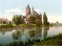 Detroit Publishing Company photochrom of Shakespeare's Memorial Theatre, which burned down in 1926.For the record, "Shakespeare's Memorial Theatre" is the name given in the Library of Congress' description, taken from Detroit Publishing Co., Catalogue J foreign section, Detroit, Mich. : Detroit Publishing Company, 1905. The photochrom itself calls it just the "Stratford on Avon Memorial Theatre", and "Shakespeare Memorial Theatre" appears to be the most common usage.This is a retouched picture, which means that it has been digitally altered from its original version. Modifications: Dirt, dust, cracks, and spotting edited out; the LoC use uncalibrated scanners, so levels were adjusted to try and make the image as natural as possible..