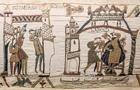 Bayeux Tapestry - Scene 32 : men staring at Halley's Comet - Scene 33 : Harold at Westminster