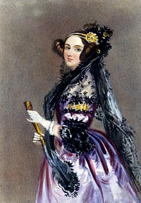 Ada Lovelace or Ada King, Countess of Lovelace watercolor portrait. 