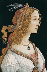 Sandro Botticelli's Portrait of a Lady (Portrait of Simonetta Vespucci as Nymph) (1480–1485) famous painting.