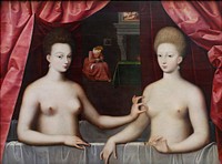 School of Fontainebleau, Gabrielle d'Estrées and one of her sisters, 1594 ca. 06