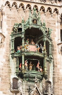 The glockenspiel of the new Town Hall, Munich, Bavaria, Germany.