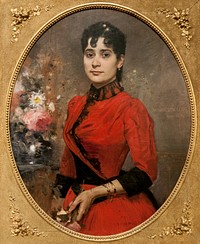 Español: Retrato de Emilia Alcalá, realizado por Arturo Michelena en 1889, óleo sobre tela 80 x 64 cm (oval) forma parte de la colección de obras de arte del Banco Central de Venezuela. Presentada en exposición de la Galería de Arte Nacional en 2013-2014.