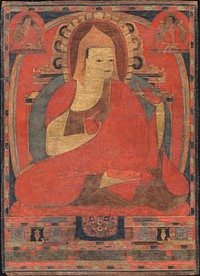 此肖像是《Portrait of Atisha 尊者·阿底峽》的圖博式宗教藝術‘唐卡’￦梵文的翻譯先驅，藏字的啟蒙者，其畢生事蹟 有關～為了翻譯完整而準確的梵文 ＿ 當時因為因應印度典籍之譯所造 ＿ 的藏字～系統的貢獻 ,总之說是真實義上的功難沒於史塵！－ ￦相當集中国昌傑、孔子、乃至玄奘三藏法師的戒師等等的成就￦＿ ＿ 他是一個被當時 圖博国国王(及所在藏區山的 － 地魔女與猴仔之傳說子民後代們)珍視非常者， －※/圖博/人－×所謂－汉語當中的^/西!藏¿/－人^×＿ 。.