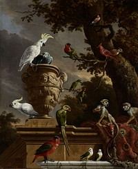 De menagerie, Melchior d' Hondecoeter, ca. 1690 - Rijksmuseum