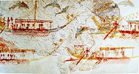 Ship procession fresco, part 2, Akrotiri, Greece.