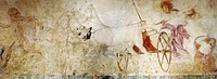 Hades abducting Persephone, fresco in the small royal tomb at Vergina, Macedonia, Greece.