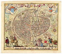 Here is the true natural portrait of the town, city, university of Parisy. Map of Paris, 1576