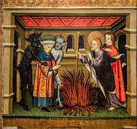 Detail vom Altarbild von Santiago. Vallespinosa. Joan Mates zugeschrieben. XV Jahrhundert. Tempera auf Holz. Museum der Kathdrale von Tarragona