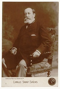 Camille Saint-Saëns photographed by Pierre Petit in 1900.
