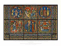 Monographia of the cathedral of Chartres, Chrome lithography of the stained glass window: The life of Jesus, Paris, Imprimerie impériale, 1867