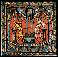 Monographia of the cathedral of Chartres, Chrome lithography of the stained glass window: The life of Jesus, Paris, Imprimerie impériale, 1867 - Detail, original size