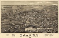 Pulaski, New York. Bird's eye view perspective map not drawn to scale.
