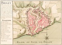 Title: Brest, city of France in Lower Brittany with one of the Kingdom's largest ports in a large bay.Handwritten cartographic material of the city of Brest and fortifications.