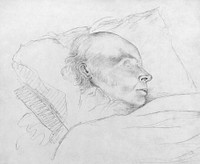 "The original sketch of Mr. Adams, taken when dying by A.J.S. in the Rotunda of the Capitol at Washington" "Sketch showing head of John Q. Adams as he lay unconscious in the Rotunda after suffering a stroke."