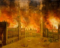 The Bombardment - Anonymous (1695) - The Grand Place on fire during the night of August 13th to 14th, 1695. 146 x 180 cm painting exhibited in the Museum of the City of Brussels. This photograph is part of the Natural Image Noise Dataset