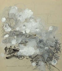 "Kennesaw's Bombardment, 64" "1 drawing on light gray paper : pencil, Chinese white, and black ink wash" Digitized from original.