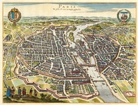 An old map of Paris, France. Facsimile index of the map.