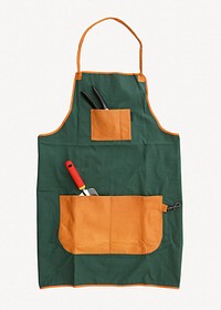 Green gardener apron collage element psd