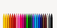 Colored pens collage element, stationery psd