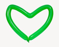 Green heart balloon, isolated object image psd