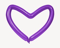 Purple heart balloon, isolated object image psd