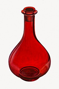 Red vase, isolated object illustration psd