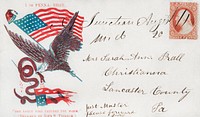 Civil War envelope showing an eagle carrying an American flag (1861) by John S Trimble. Original from the Library of Congress. Digitally enhanced by rawpixel.