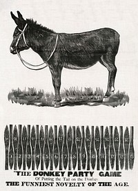 The donkey party game of putting the tail on the donkey (1889) by Charles Zimmerling. Original from the Library of Congress. Digitally enhanced by rawpixel.