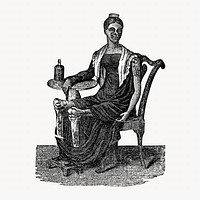 Vintage woman sitting on chair illustration