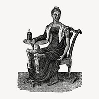 Vintage woman sitting on chair illustration  psd