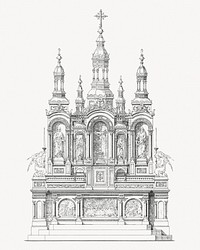 Vintage Dubuque altar, religious illustration