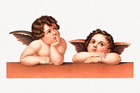 Cherubs after Raphael, vintage illustration