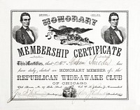 Certificate of membership, Abraham Lincoln papers (1833-1916). Original from the Library of Congress. Digitally enhanced by rawpixel.