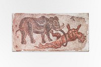 Elephant attacking a feline during late 4th-mid 5th century. Original from The Minneapolis Institute of Art. Digitally enhanced by rawpixel.