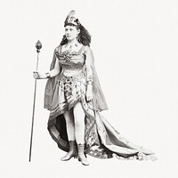 Vintage queen, black and white illustration