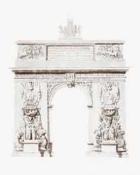 Vintage Arc de Triomphe, landmark illustration